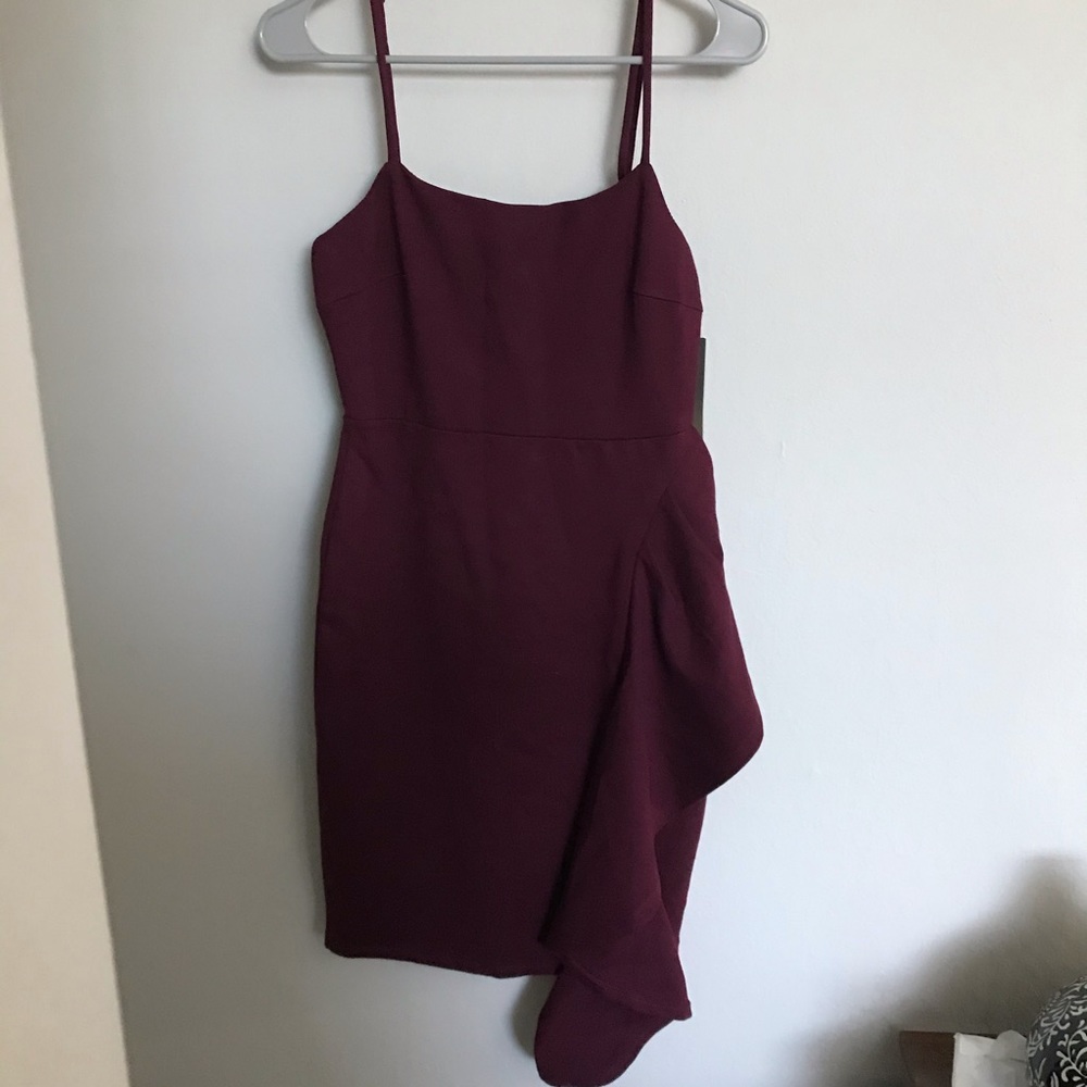 Burgundy ruffled dress